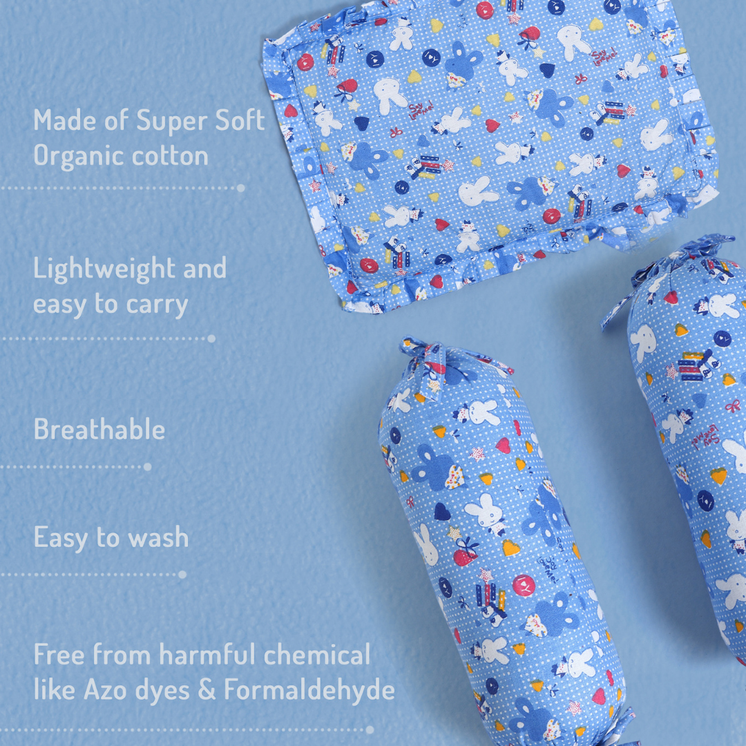 Baby Bedding Set with Bolster Pillows – Soft Cotton Bunny Print Sleeping Set - Image 3