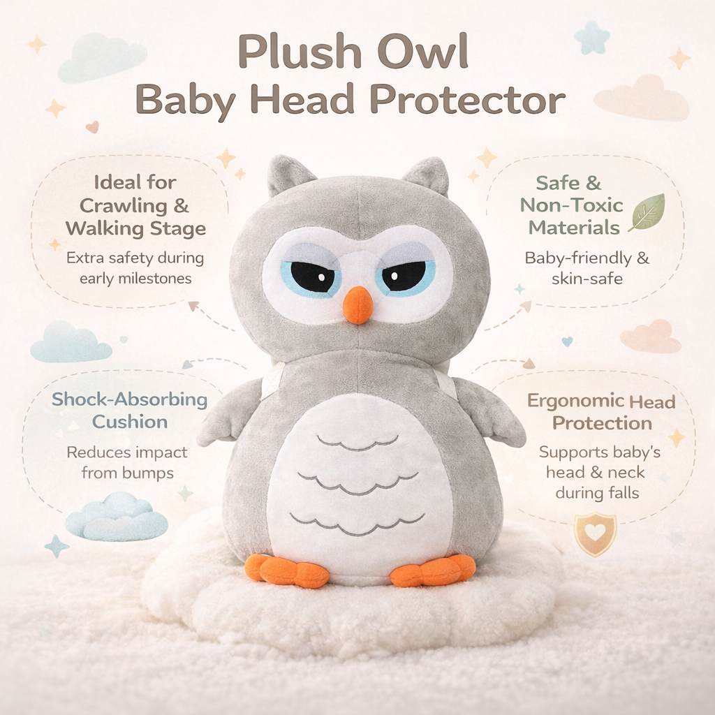 Owl Baby Head Protector Pillow – Soft Plush Anti-Fall Safety Cushion for Infants & Toddlers - Image 4
